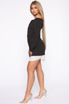 Working Hard Off Shoulder Blazer Dress - Black/White