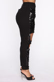 Sequins Of Events Boyfriend Jeans - Black