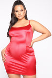 So Smooth Satin Mini Dress - Red