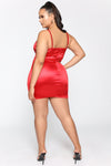 So Smooth Satin Mini Dress - Red