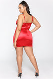 So Smooth Satin Mini Dress - Red