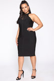 Midnight Escape Bandage Midi Dress - Black