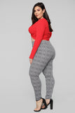 What A Houndstooth Print Leggings - Black/White