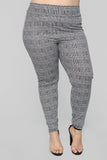 What A Houndstooth Print Leggings - Black/White
