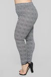 What A Houndstooth Print Leggings - Black/White