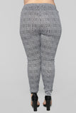 What A Houndstooth Print Leggings - Black/White