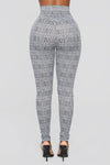 What A Houndstooth Print Leggings - Black/White