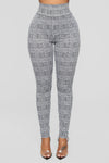 What A Houndstooth Print Leggings - Black/White