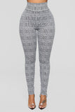 What A Houndstooth Print Leggings - Black/White