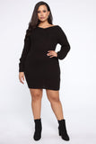 Say You Love Me Sweater Dress - Black