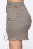 Don't Be A Hound Mini Skirt - Taupe/combo