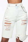 Baby Got Bag Distressed Shorts - Light Wash
