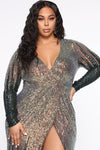 Chasing Dreams Sequin Maxi Gown - Gold/Hunter