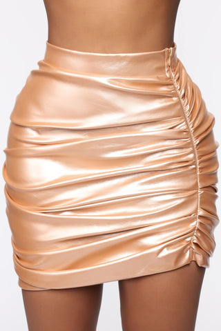 Make Me A Liar Ruched Mini Skirt - Nude