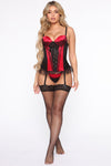 Soulmates Lace Garter Corset - Black/Red