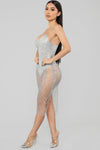 My New Love Glitter Midi Dress - Silver