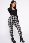Never Over Plaid Joggers - Black/White