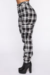 Never Over Plaid Joggers - Black/White