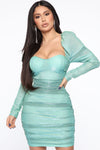 Melanie Metallic Mini Dress - Mint