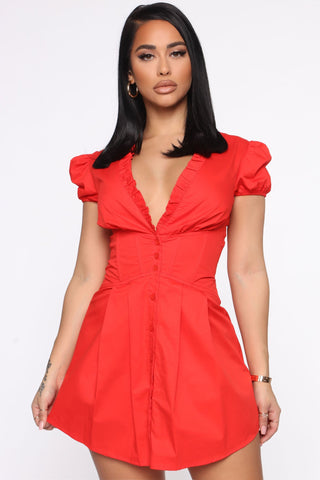 Angel Eyes Fit And Flare Mini Dress - Red