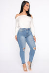 The Comeback Distressed Skinny Jeans - Light Blue Wash