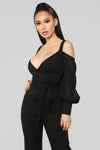 Falling For Your Charm Jumpsuit - Black