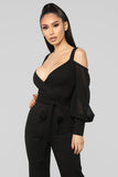 Falling For Your Charm Jumpsuit - Black
