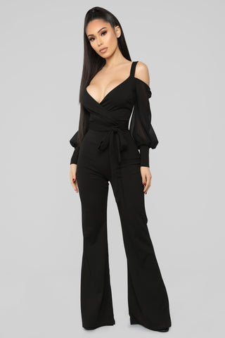 Falling For Your Charm Jumpsuit - Black