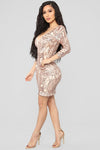 Getting You Close Sequin Dress - Rose Gold