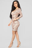 Getting You Close Sequin Dress - Rose Gold