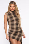 Learn From The Best Plaid Midi Dress - Brown/combo