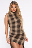 Learn From The Best Plaid Midi Dress - Brown/combo