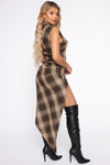 Learn From The Best Plaid Midi Dress - Brown/combo