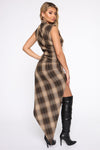 Learn From The Best Plaid Midi Dress - Brown/combo