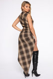 Learn From The Best Plaid Midi Dress - Brown/combo