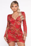 Blissful Moments Ruched Mini Dress - Red