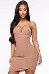 Pulling An All Nighter Metallic Mini Dress - Taupe/combo