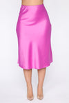 Messing With My Heart Midi Skirt - Magenta