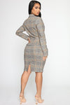 Write My Own Checks Midi Skirt - Teal/Combo