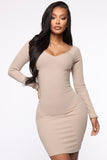 Simple Pleasures Ribbed Mini Dress - Taupe