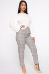 Office Gossip Plaid Trousers - Brown