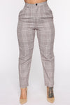 Office Gossip Plaid Trousers - Brown