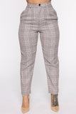 Office Gossip Plaid Trousers - Brown