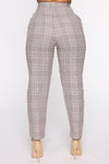 Office Gossip Plaid Trousers - Brown