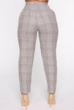 Office Gossip Plaid Trousers - Brown