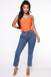 Add To Split Straight Leg Jeans - Medium Wash