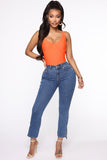 Add To Split Straight Leg Jeans - Medium Wash
