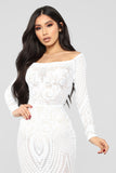 Make A Statement Sequin Gown - Off White