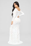 Make A Statement Sequin Gown - Off White