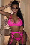 Body Language 3 Piece Garter Set - Hot Pink